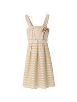 シフォンボーダー切り替えワンピース/ベージュ系(050)