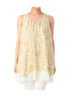 シフォン手描き風花柄ノースリワンピース/ブルー系(191)