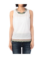 ジャカードニット切り替えタンクトップ/ブルー(092)