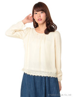 ジョーゼットカラフルパールBL長袖/ピンク