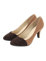 スエード調アッパー切り替えパンプス/ブラウン系(541)