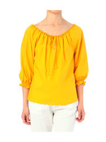 スカラップコットンブラウス/イエロー系(033)