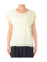 ストーンつきタックギャザーブラウス/イエロー系(031)