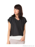 ストライプスムースTOPS/ホワイト