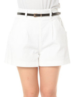 ストレッチデニムベルト付ショートパンツ/ブルー