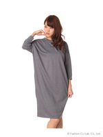 ダブルフェイスコクーンワンピース/ブルー