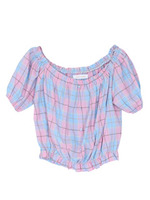 チェックオフショルTOPS/ブルー