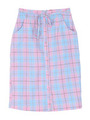 チェックリボンタイトスカート/ブルー