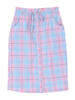 チェックリボンタイトスカート/ブルー