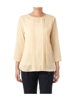 デシンストレッチ タックブラウス/イエロー系(031)