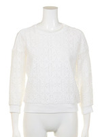 デニムライクフラワートップス/オフホワイト