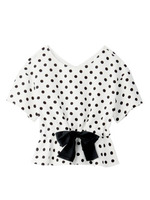 ドットリボン付きブラウス/ブラック(119)