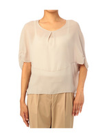 ドルマンジョーゼットブラウス/ブルー系(092)