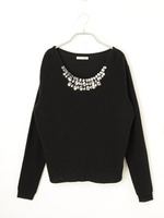 ネックビジューニットTOPS/アイボリー