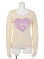 ハートラインニットプルオーバー/ホワイト