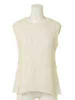 ハーフスティッチノースリーブニット/ライトブルー