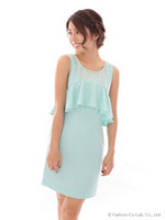 バックレースフリルワンピース/ブラック