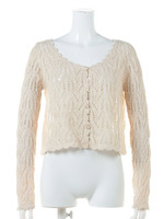 パール釦透かし編みCD/パープル