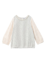 ビジュー使いレース切り替えカットソー/ベビーピンク(271)