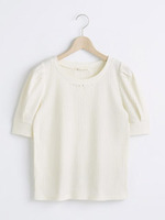 ビジュー付5分袖プルオーバー/ピンク