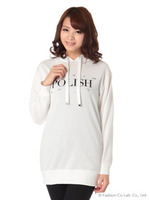 ビジュー付チュニックパーカー/オフホワイト