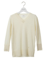 ピュアウール100Vネックプルオーバー/NVY