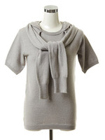 フェイクスリーブ　パーカーニット/ホワイト