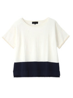 フェイクパール使いバイカラープルオーバー/ホワイト(501)