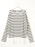 フライスボーダーフリルヘムTOPS/ネイビー×ホワイト