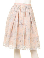 フラワータックボリュームスカート/ピンク