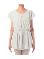 フレア切り替えドットブラウス/ホワイト(103)