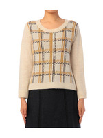 フロントチェックニットプルオーバー/レッド系(165)