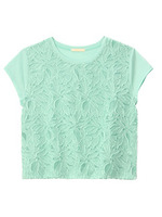 フロントボタニカル風デザインプルオーバー/グリーン系(021)