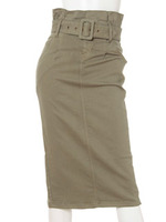 ベルト付ミディタイトスカート/デニム