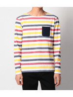 ポケット付きボーダーカットソー/オフホワイト(303)