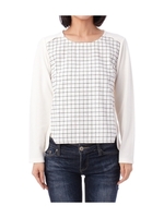 ポンチチェックコンビカットソー/ブラック(219)