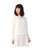 ポンチボーダービジュー付プルオーバー/ライトグリーン(021)