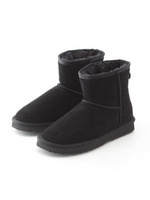 ムートン風レザーブーツ/NAVY COMBI