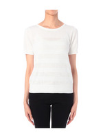 メッシュボーダーニットプルオーバー/ホワイト(003)