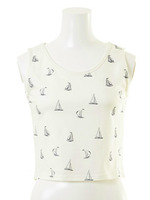 ヨット柄短丈タンクトップ/YEL
