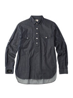 ライトオンスデニムハーフプラケットシャツ/ブルー系(095)