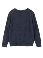 ラウンドネックドロップショルダーニット/ネイビー(993)
