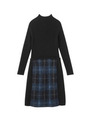 ラメ&チェックモヘヤ混ニットワンピース/ブラック(319)