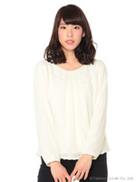 ラメレース重ねシフォン長袖/コン