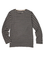 リネンボーダー ボートネック/ブルー系(395)