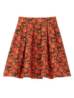 リバティプリントフレアスカート/ワインレッド(063)