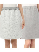 レースコットン裏毛リバーシブルスカート/グレー系(012)