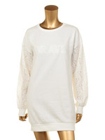 レースコンビ裏毛ルーズOP/BLACK