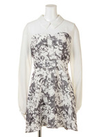 レイヤードフラワーシャツOP/L/BLU