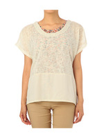 レオパードタンク+透かし編みニットプルオーバー/ブルー系(092)